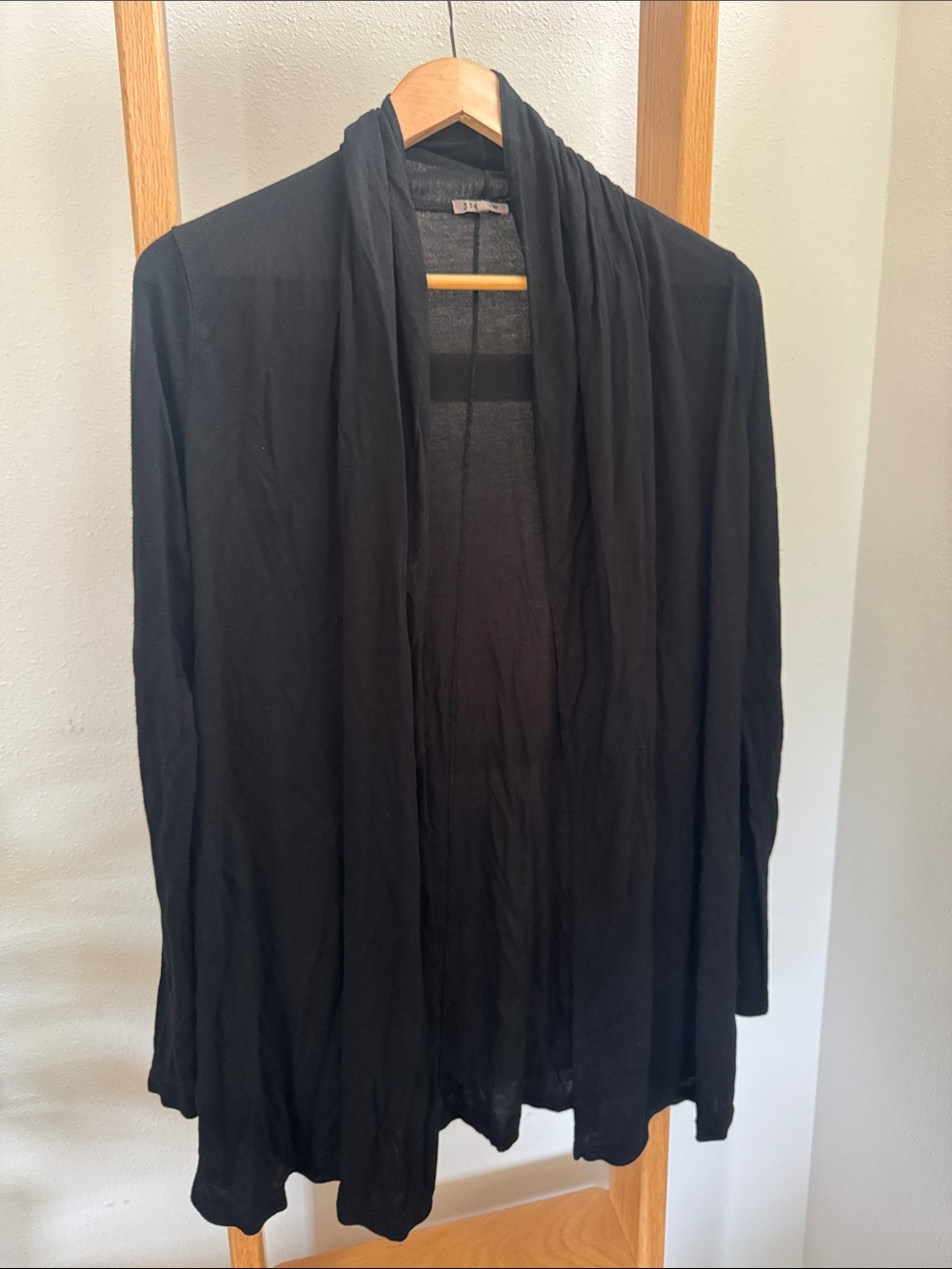Lightweight Open-Front Black Cardigan